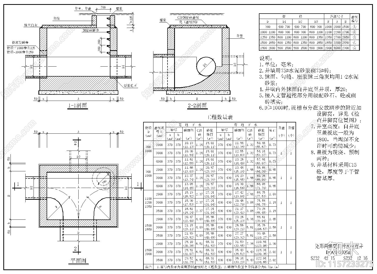 交汇井cad施工图下载【ID:1157233275】