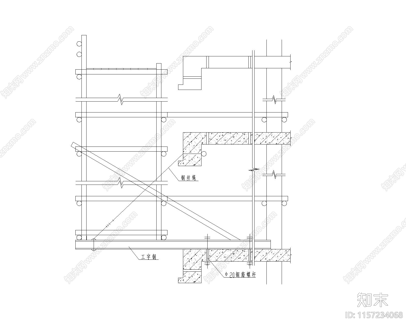 脚手架节点大样cad施工图下载【ID:1157234068】