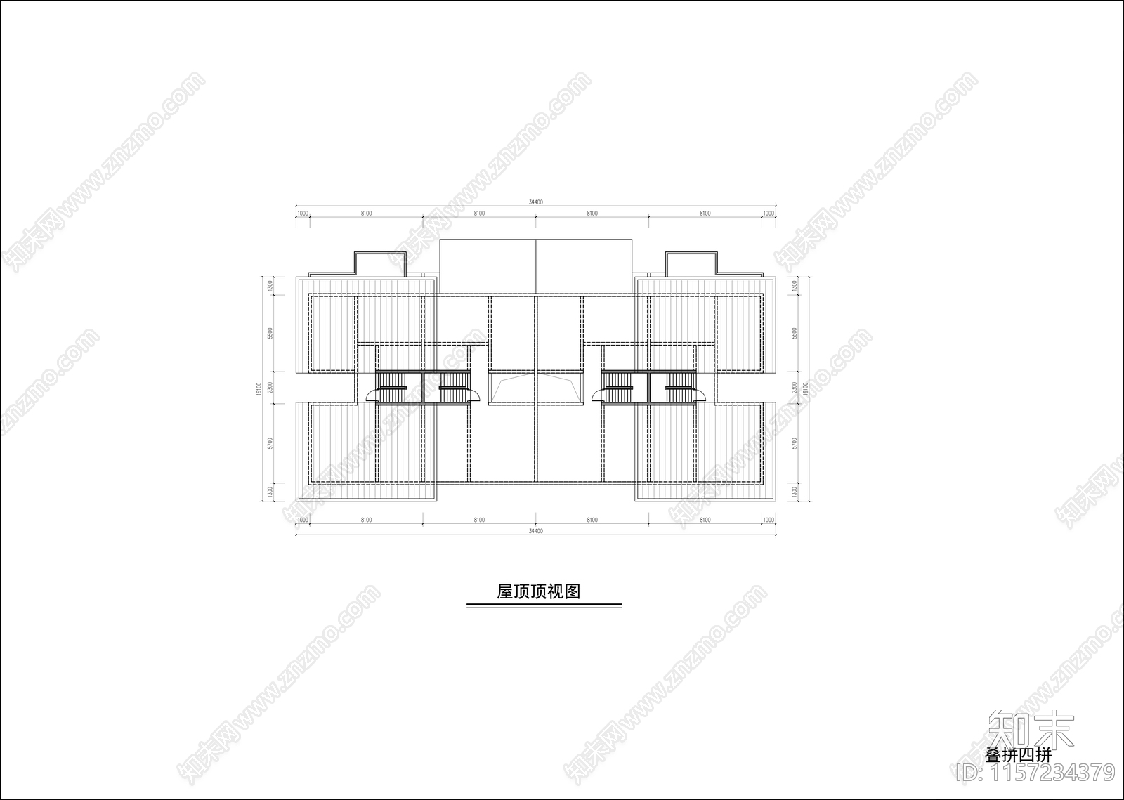 叠拼户型平面图施工图下载【ID:1157234379】