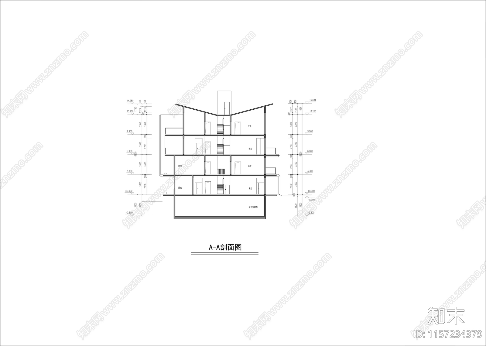 叠拼户型平面图施工图下载【ID:1157234379】