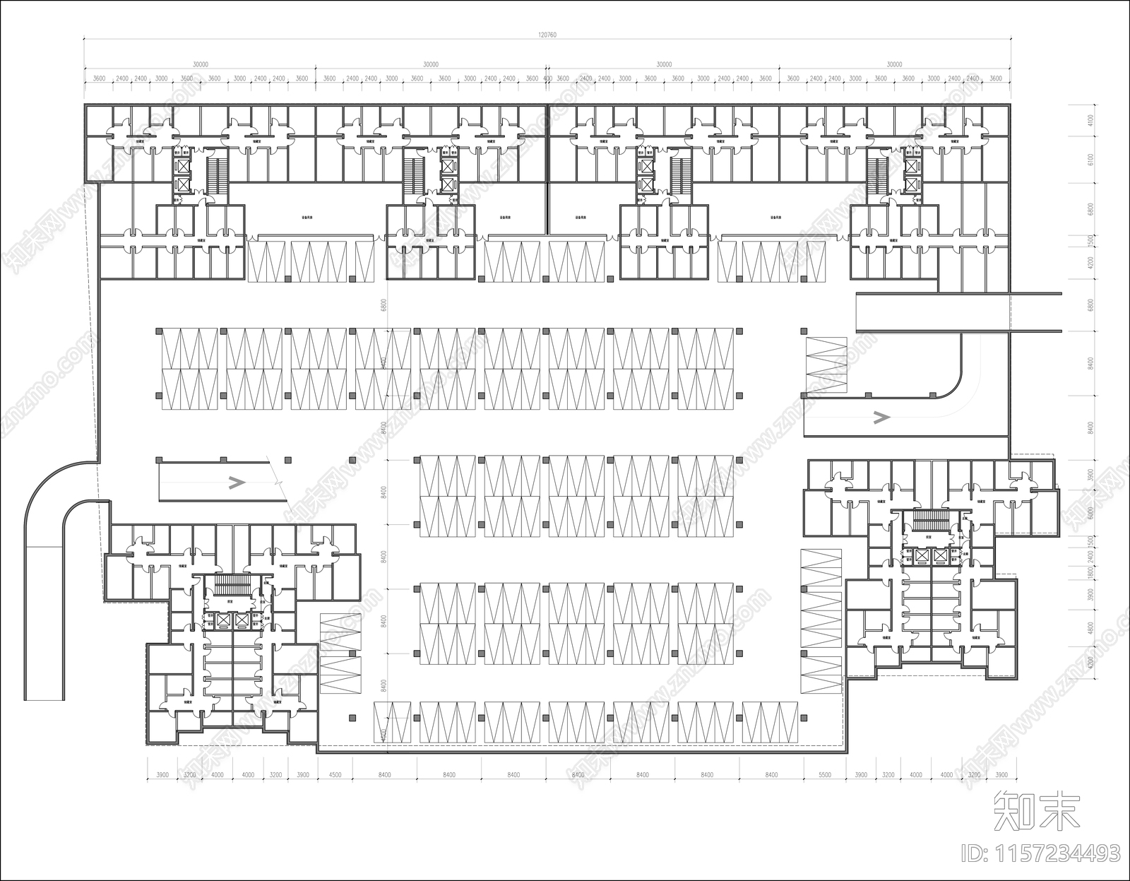 住宅地下车库平面图施工图下载【ID:1157234493】