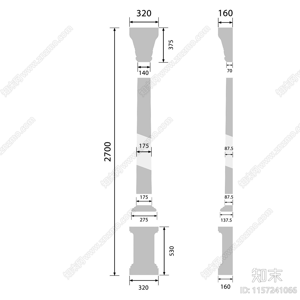 欧式古典雕花造型壁柱3D模型下载【ID:1157241066】