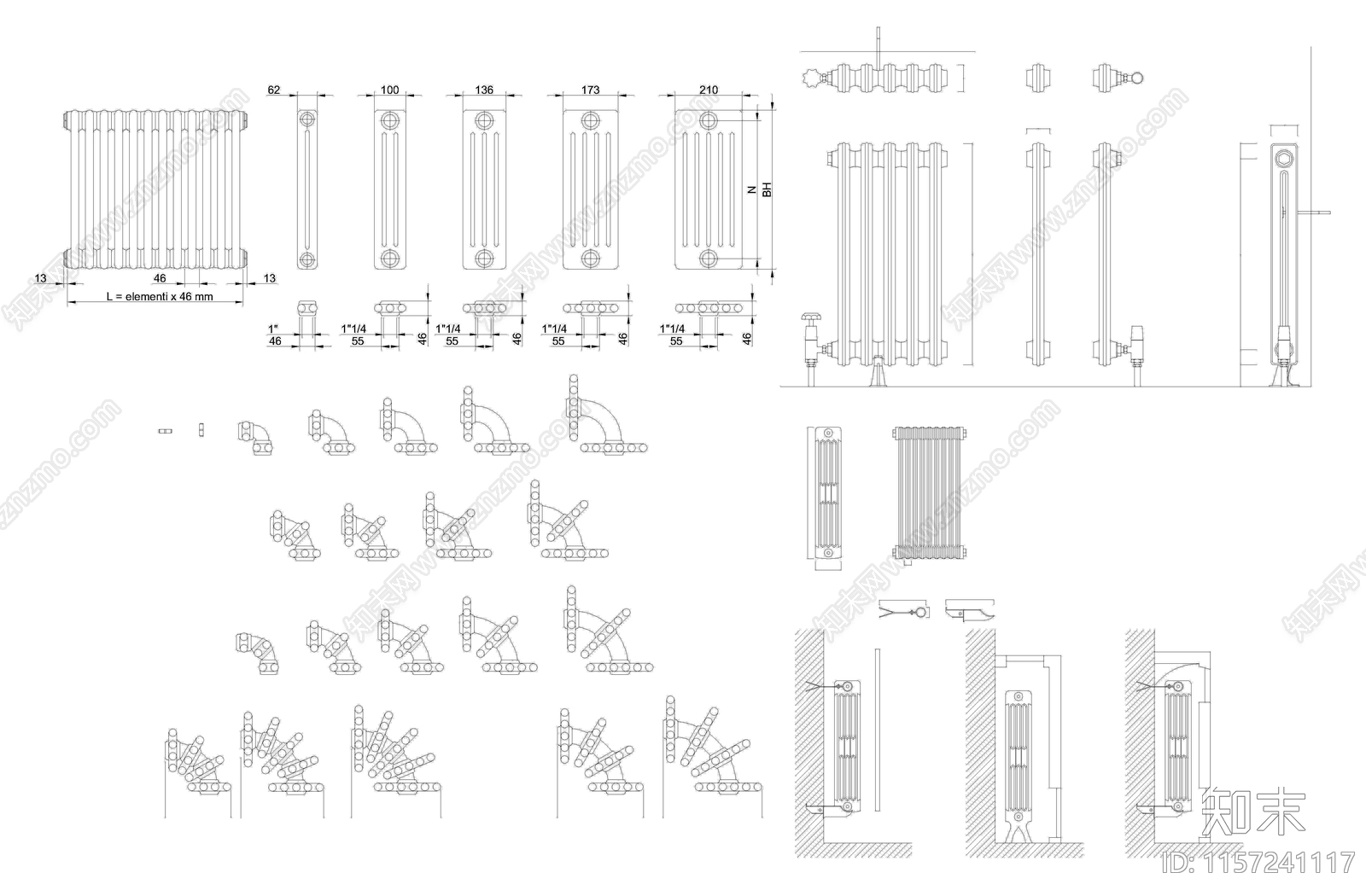 暖气片图库施工图下载【ID:1157241117】