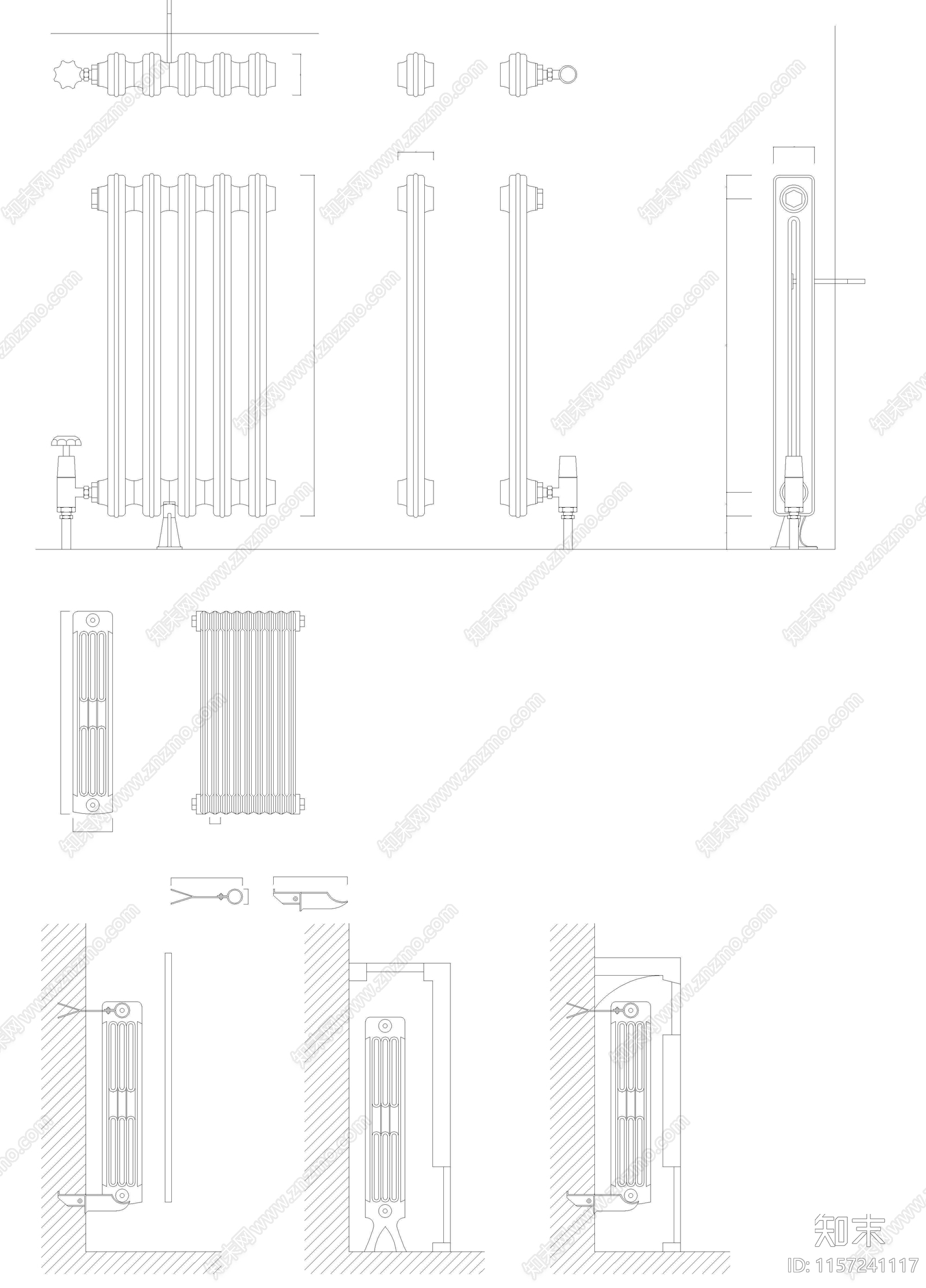 暖气片图库cad施工图下载【ID:1157241117】