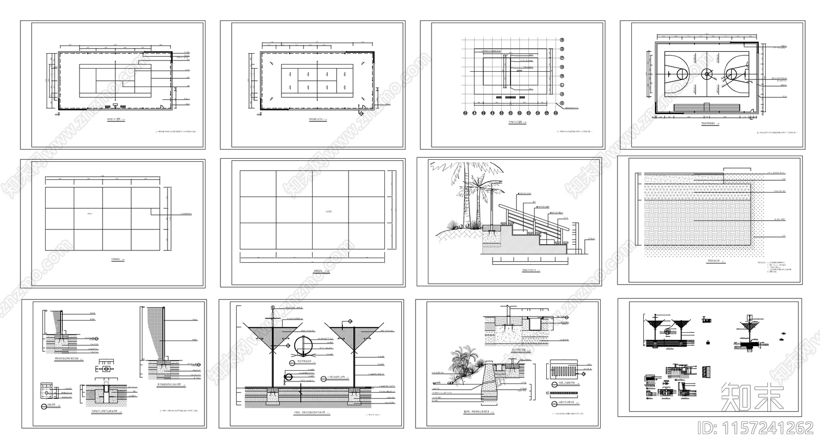 网球场cad施工图下载【ID:1157241262】