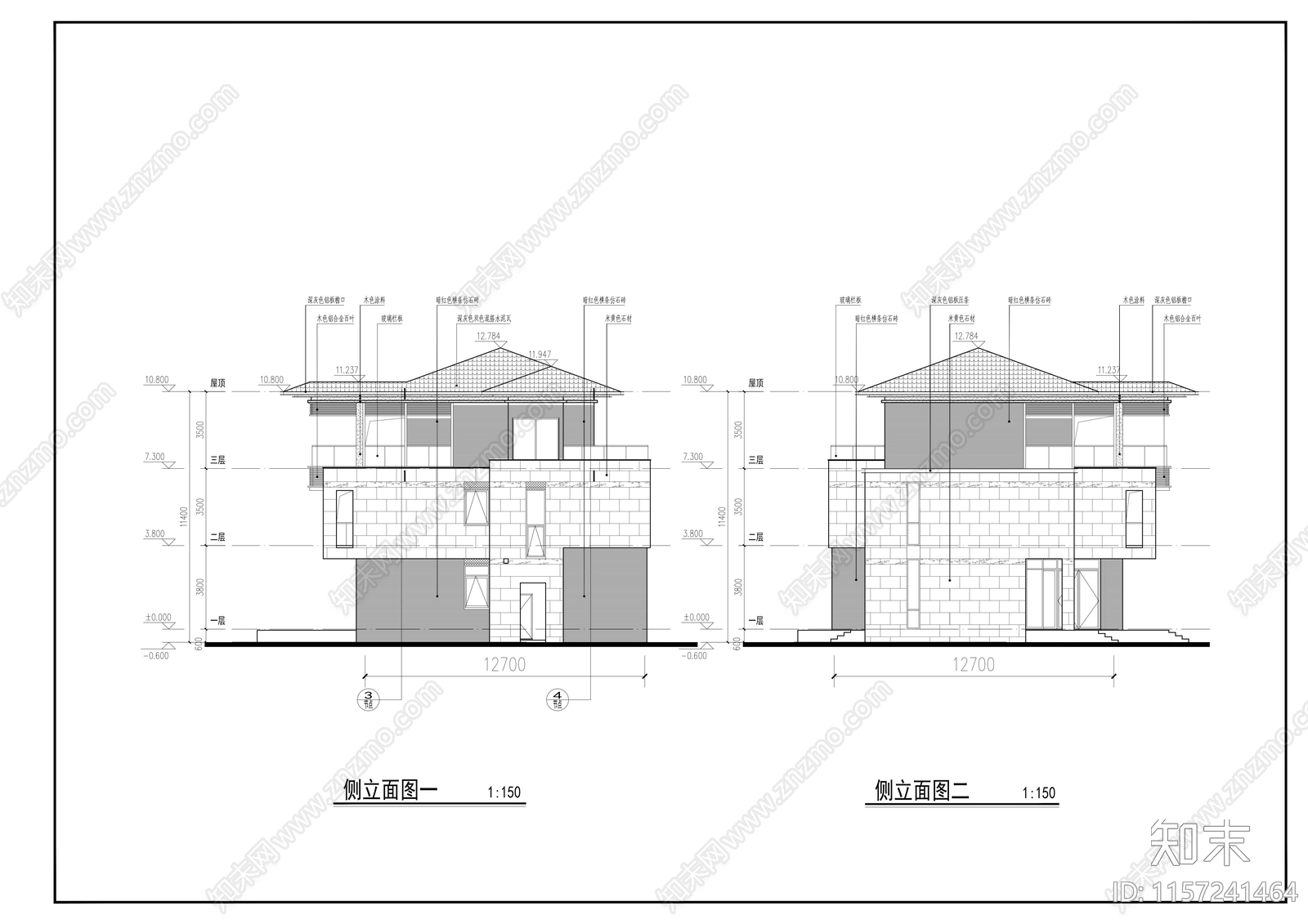 三层旅游度假别cad施工图下载【ID:1157241464】