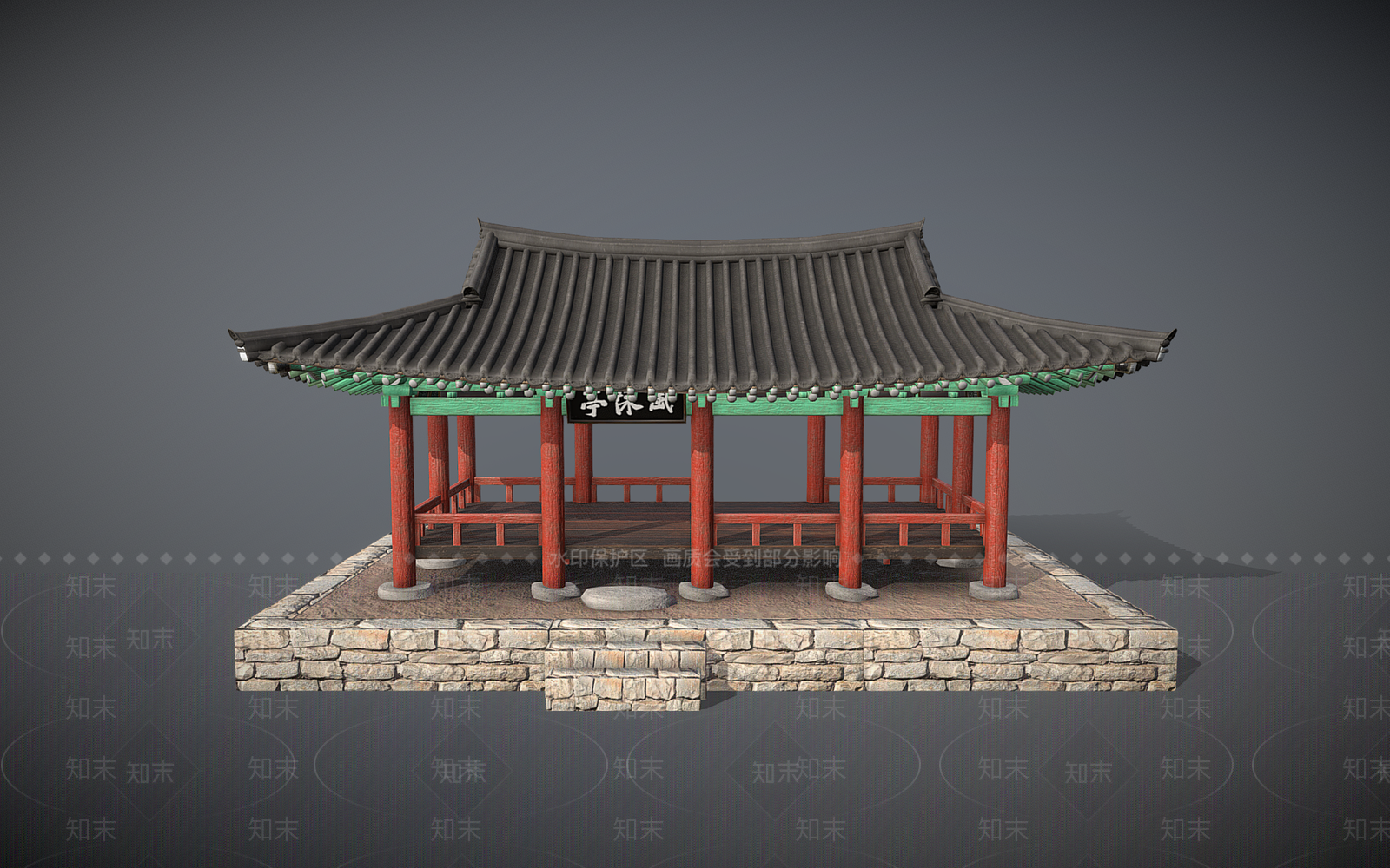 中式凉亭3D模型下载【ID:1157245833】