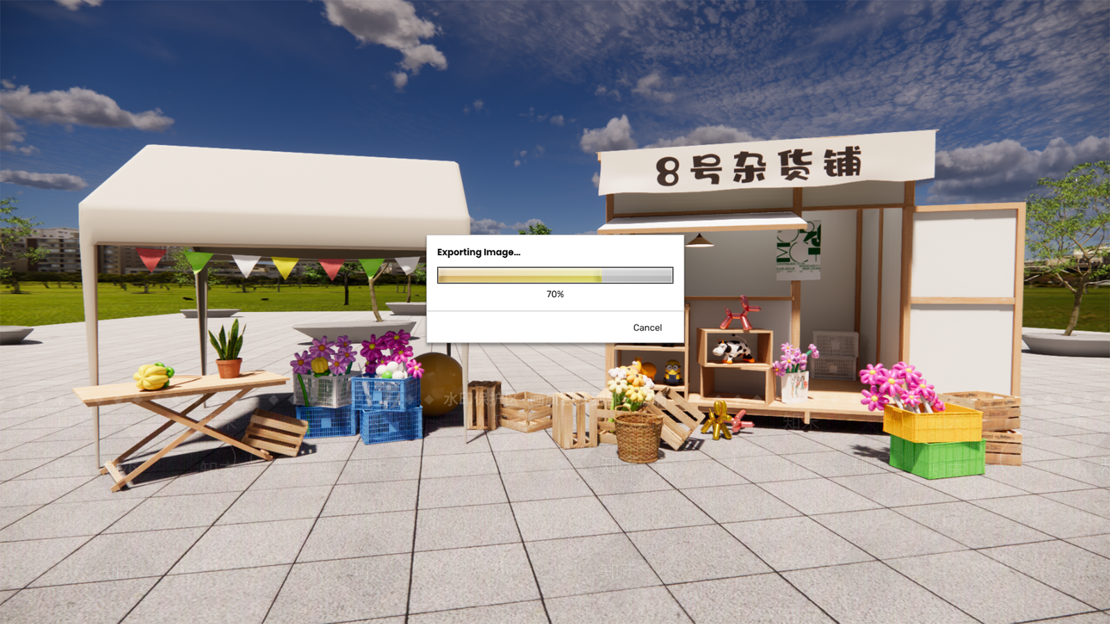 现代集市摊位SU模型下载【ID:1157246603】