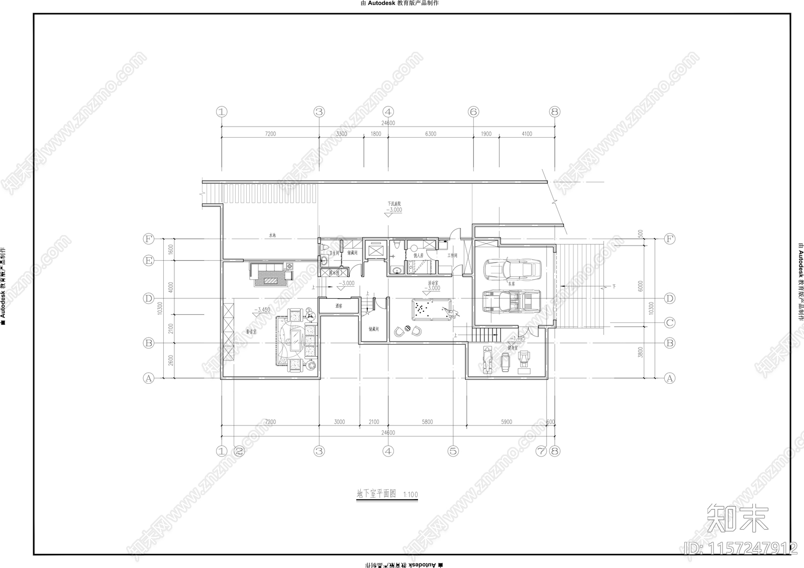 24x10m二层现代风格别墅cad施工图下载【ID:1157247912】