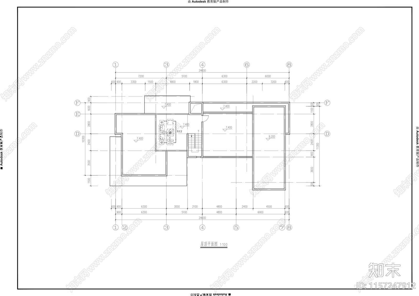 24x10m二层现代风格别墅cad施工图下载【ID:1157247912】