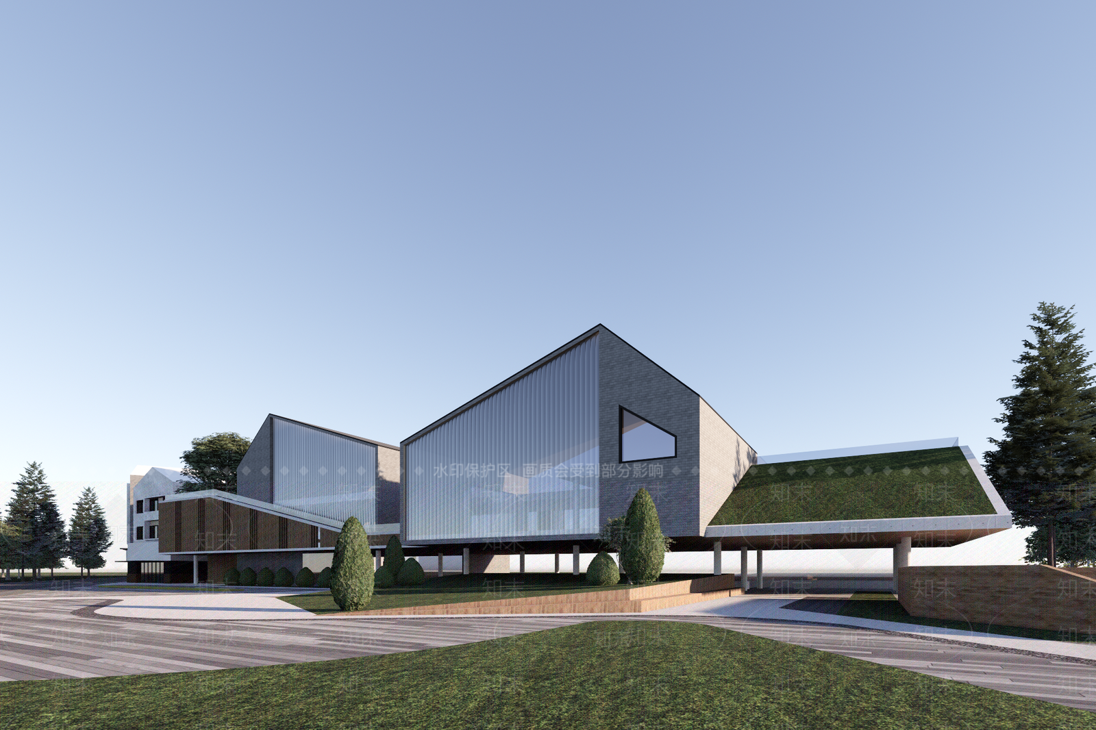 现代社区活动中心建筑SU模型下载【ID:1157251532】