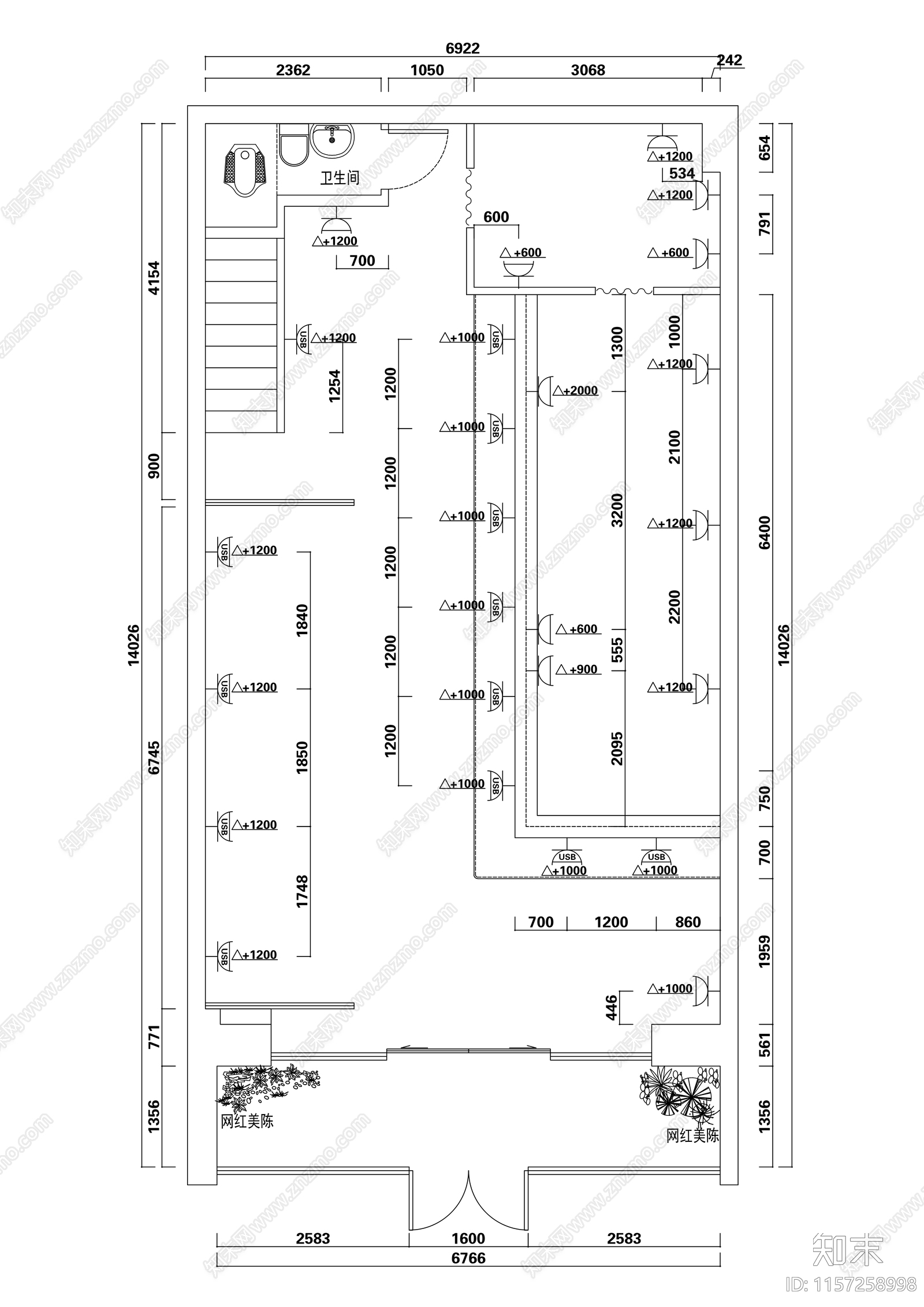 日料烧烤cad施工图下载【ID:1157258998】