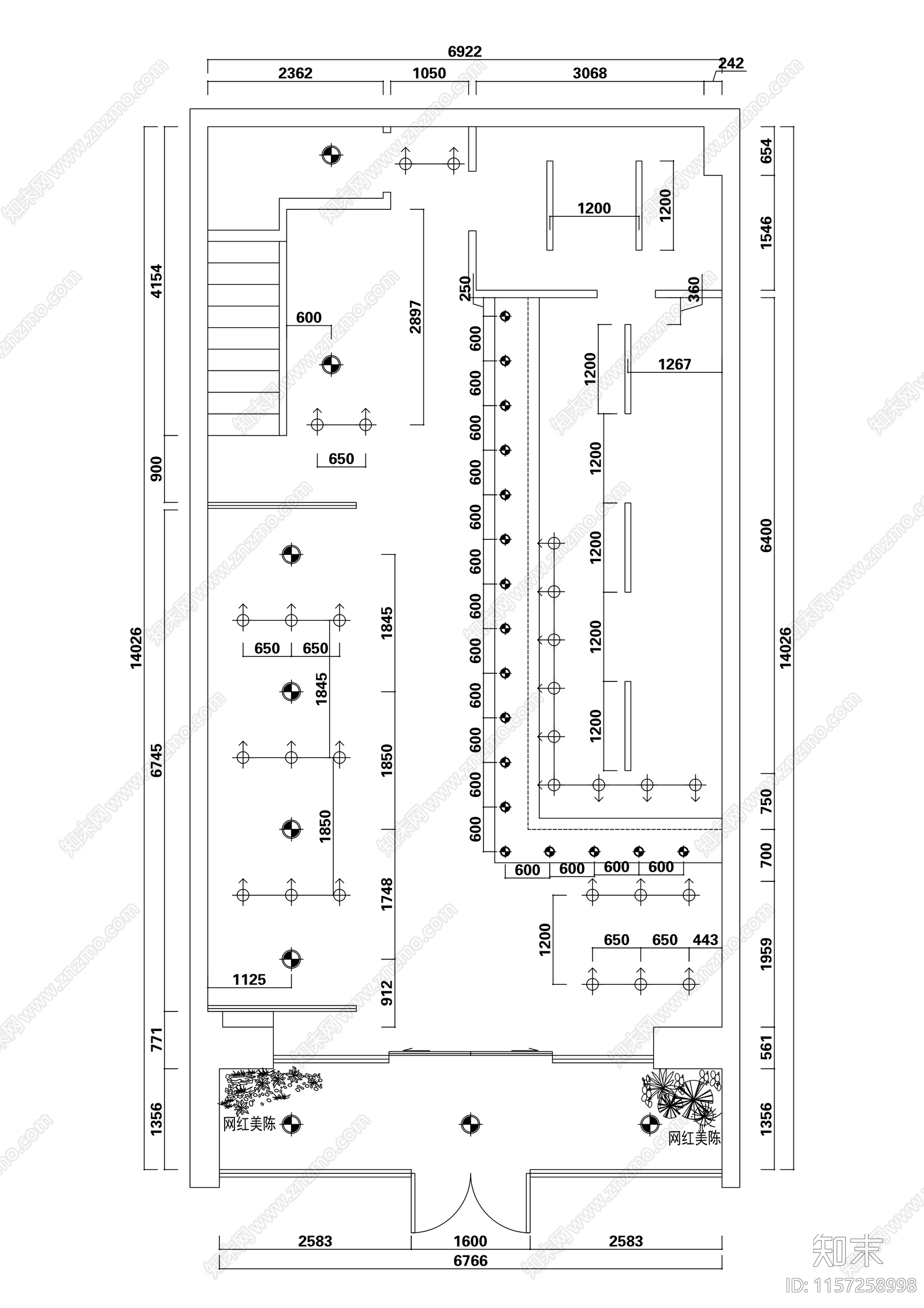 日料烧烤cad施工图下载【ID:1157258998】