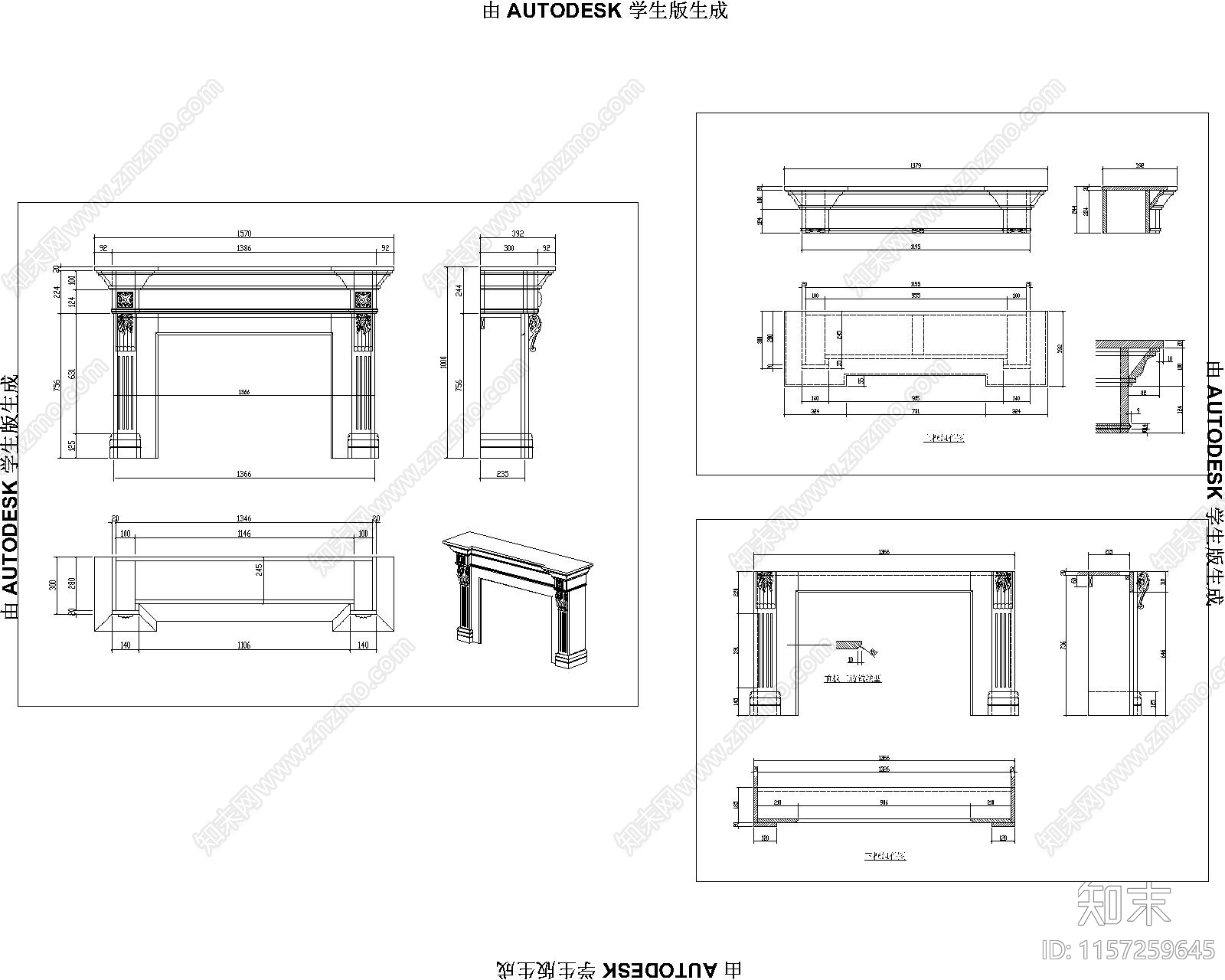欧式壁炉生产图纸施工图下载【ID:1157259645】
