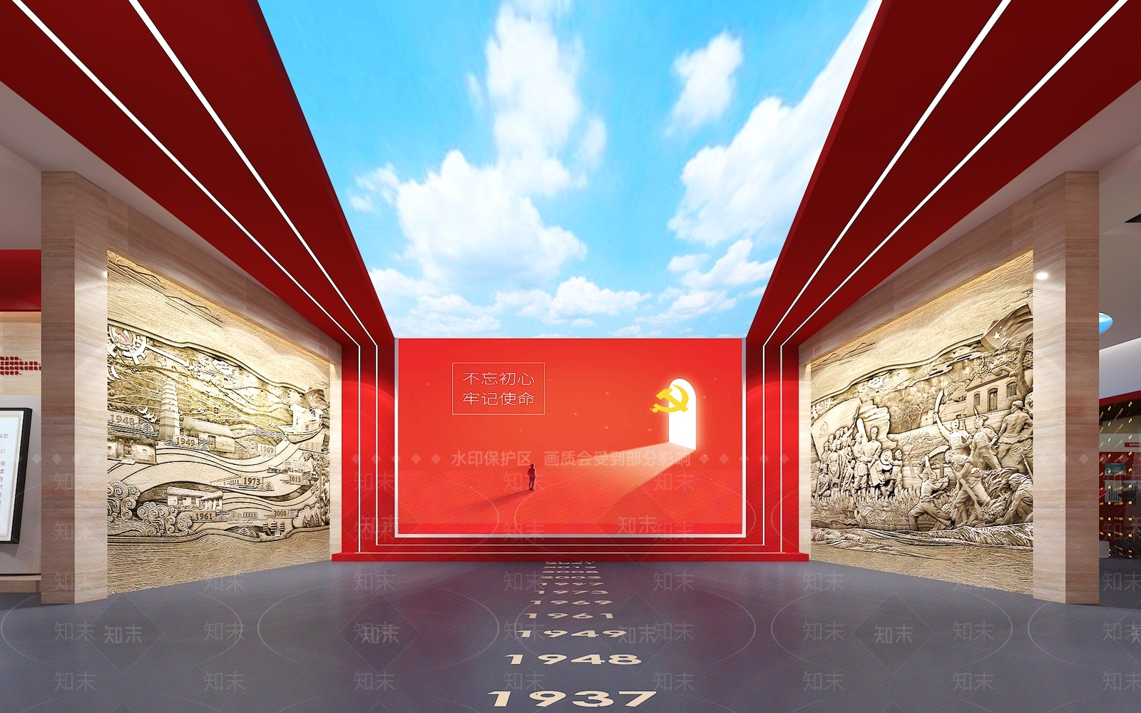 现代党建文化展厅SU模型下载【ID:1157261867】