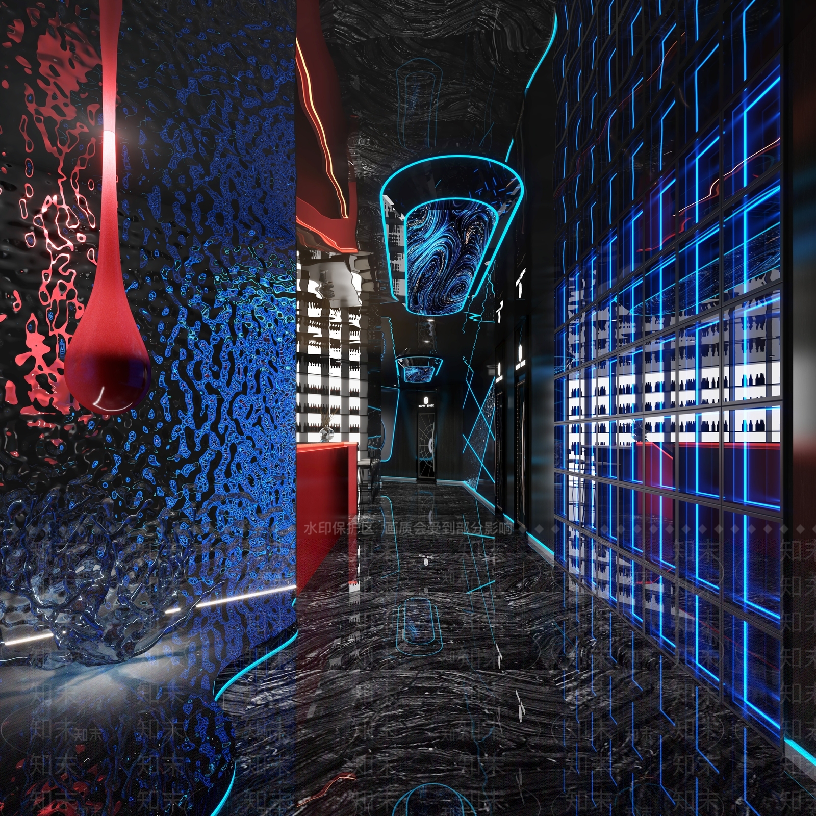 现代KTV过道3D模型下载【ID:1157262032】