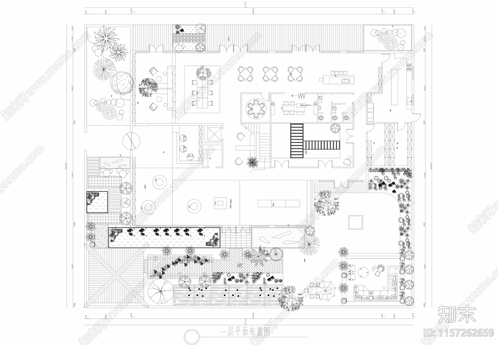 民宿项目平面布置图cad施工图下载【ID:1157262659】