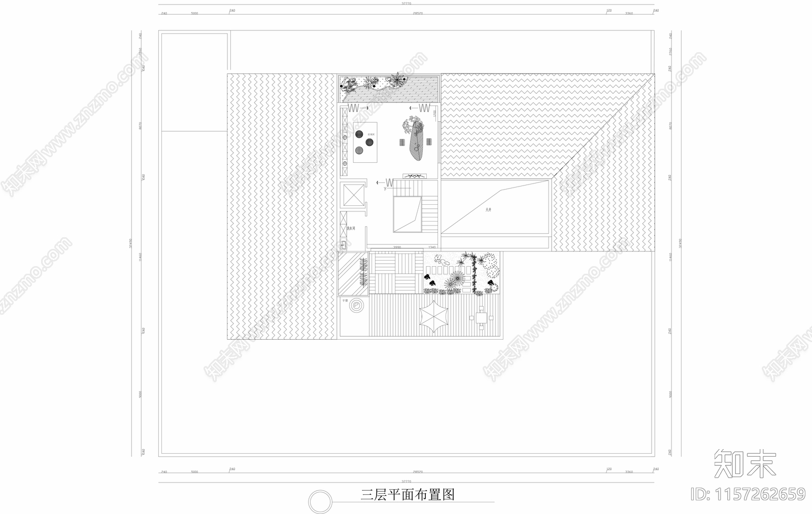 民宿项目平面布置图cad施工图下载【ID:1157262659】