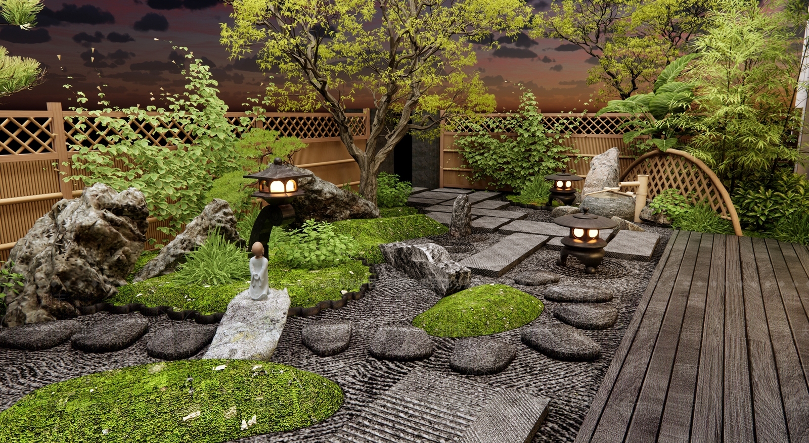 新中式禅意别墅庭院景观3D模型下载【ID:1157262946】_知末3d模型网