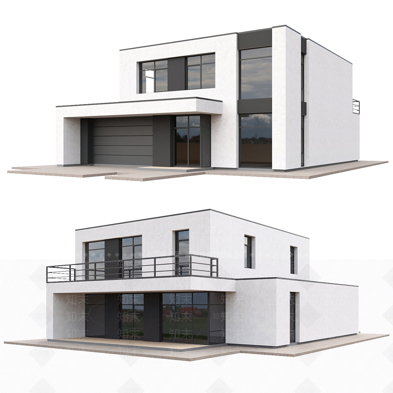 现代独栋别墅3D模型下载【ID:1157267314】