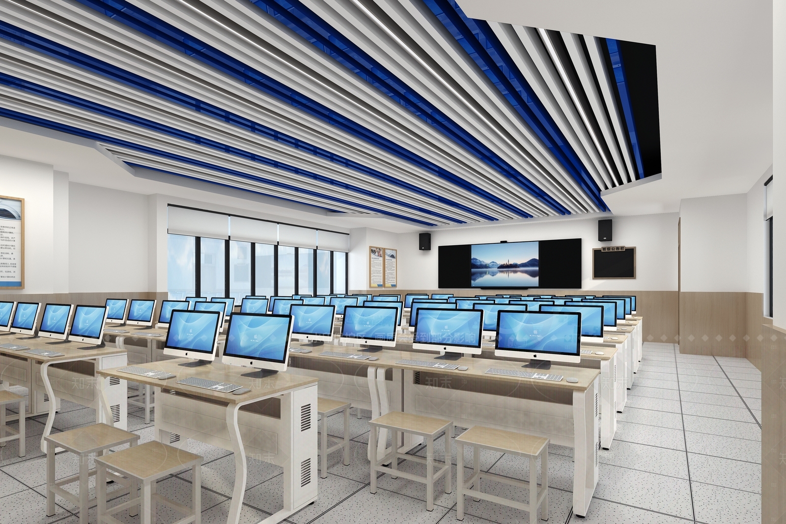 现代计算机教室3D模型下载【ID:1157267307】