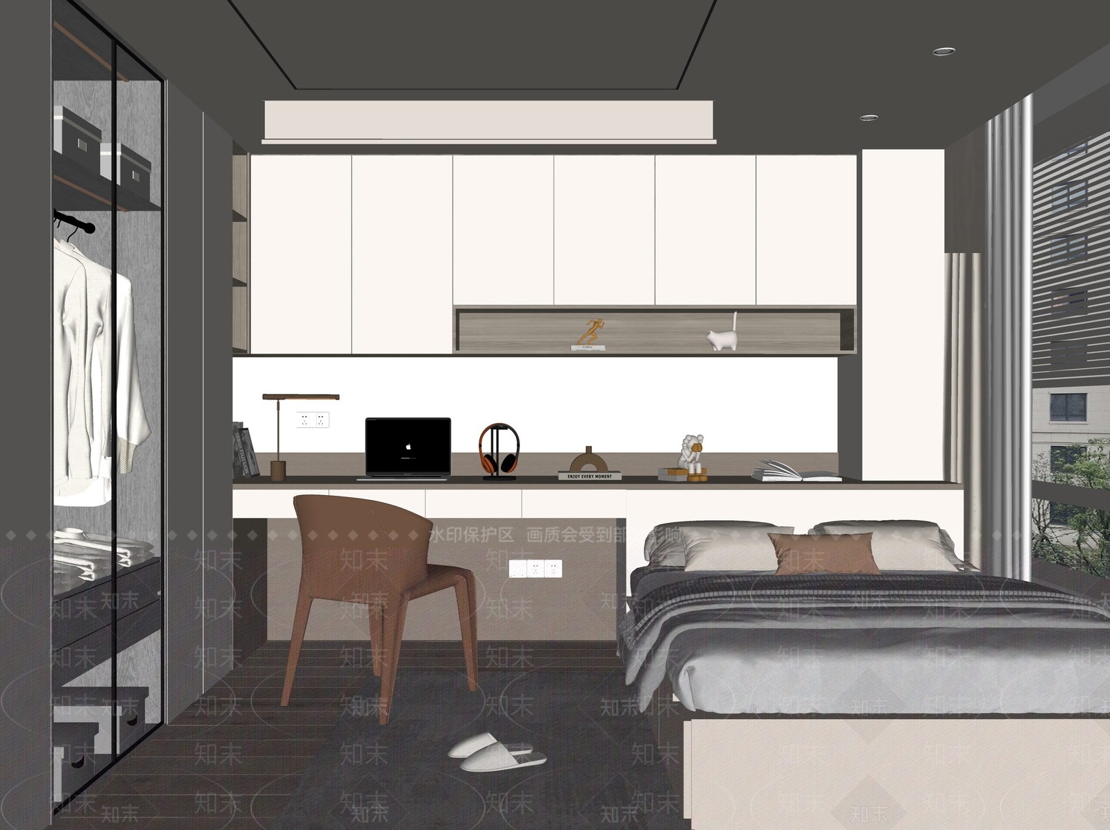 现代榻榻米卧室SU模型下载【ID:1157272888】