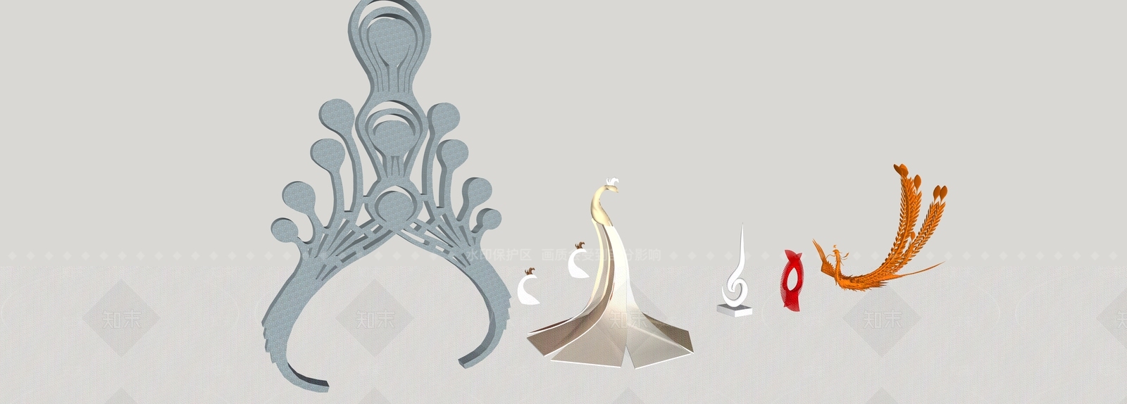 现代凤凰主题景观小品SU模型下载【ID:1157274460】