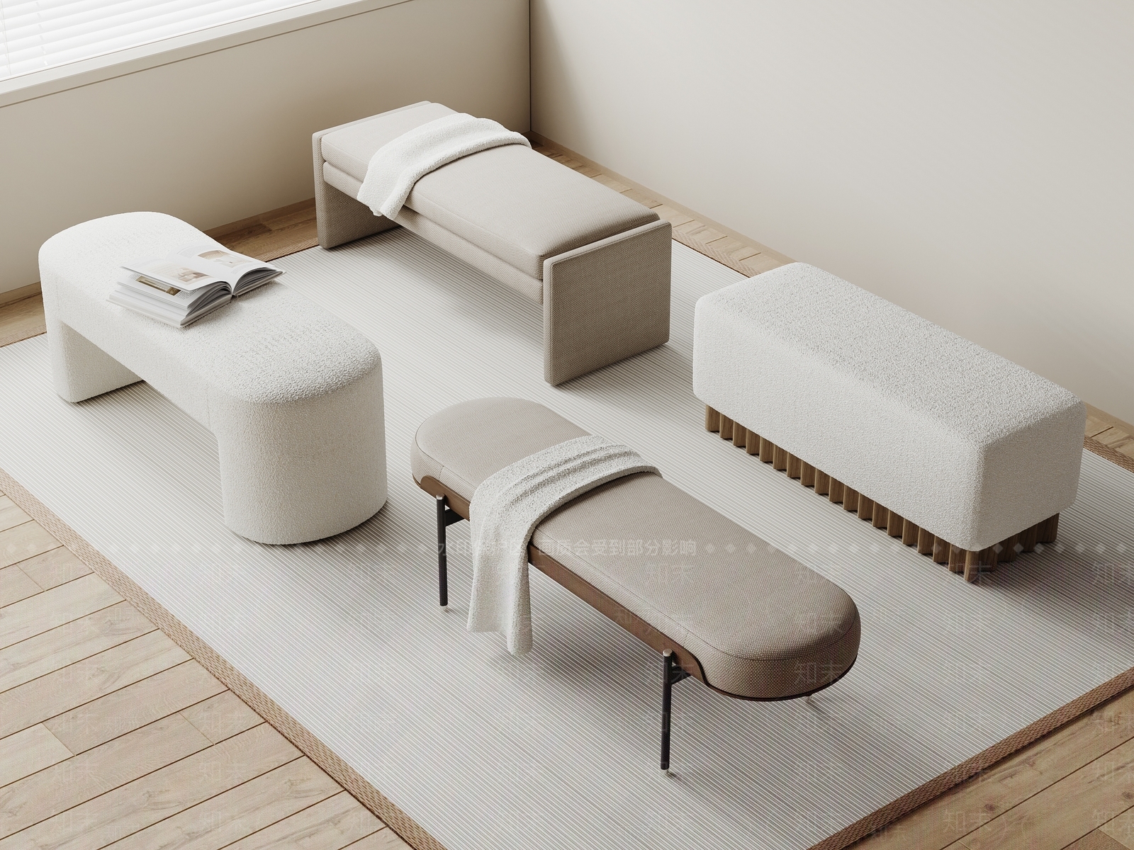 现代床尾凳3D模型下载【ID:1157276359】