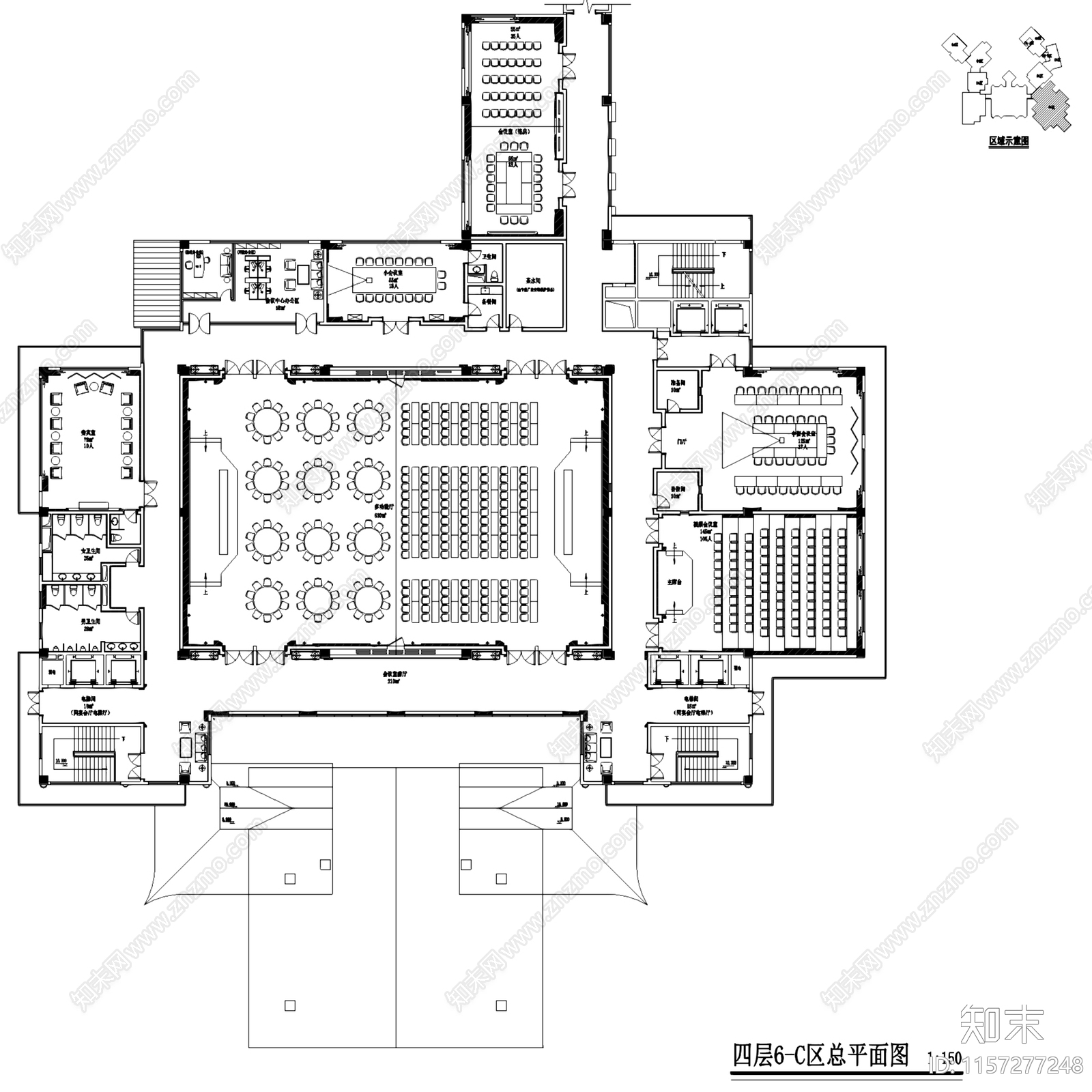 中式现代茶坊会议室区域室内工装cad施工图下载【ID:1157277248】