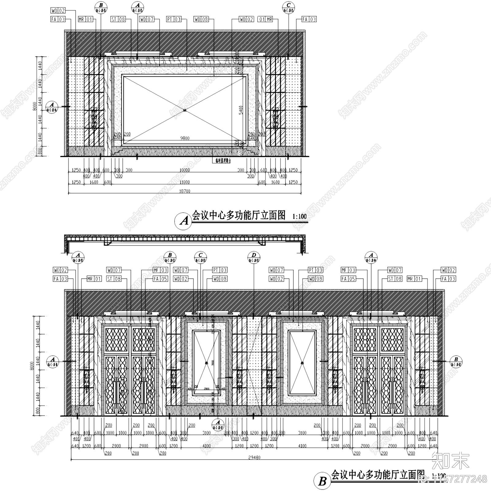 中式现代茶坊会议室区域室内工装cad施工图下载【ID:1157277248】