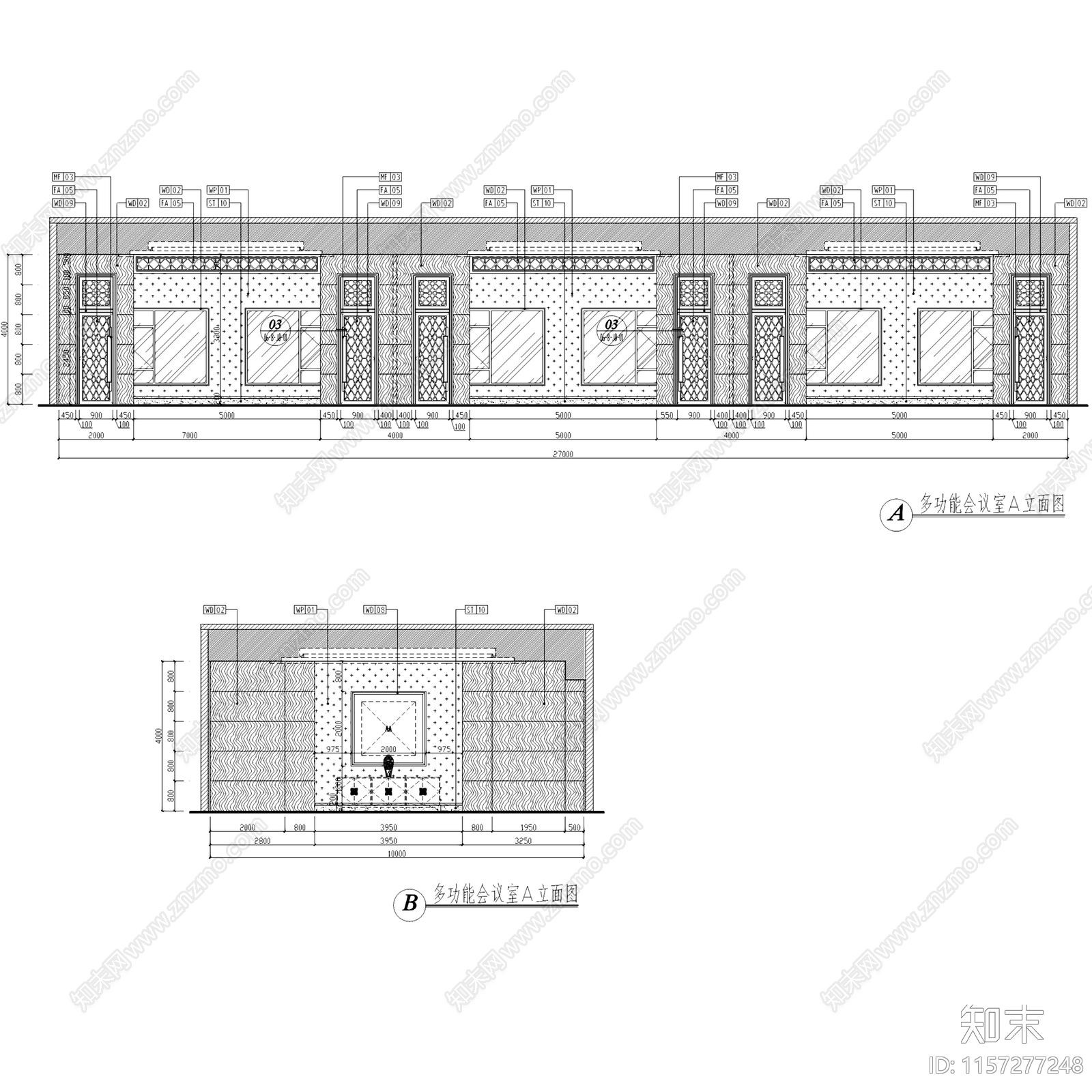 中式现代茶坊会议室区域室内工装cad施工图下载【ID:1157277248】