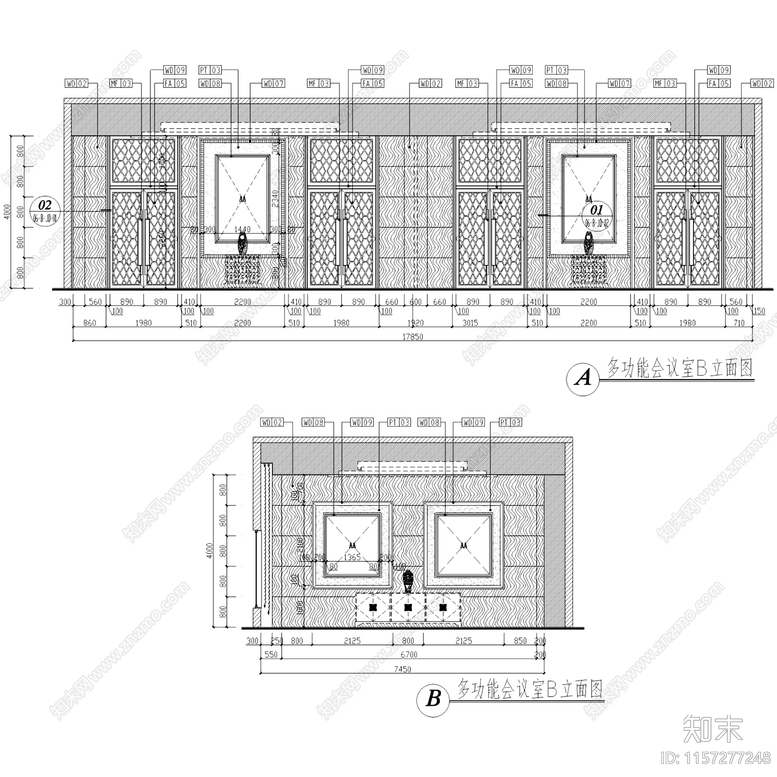 中式现代茶坊会议室区域室内工装cad施工图下载【ID:1157277248】