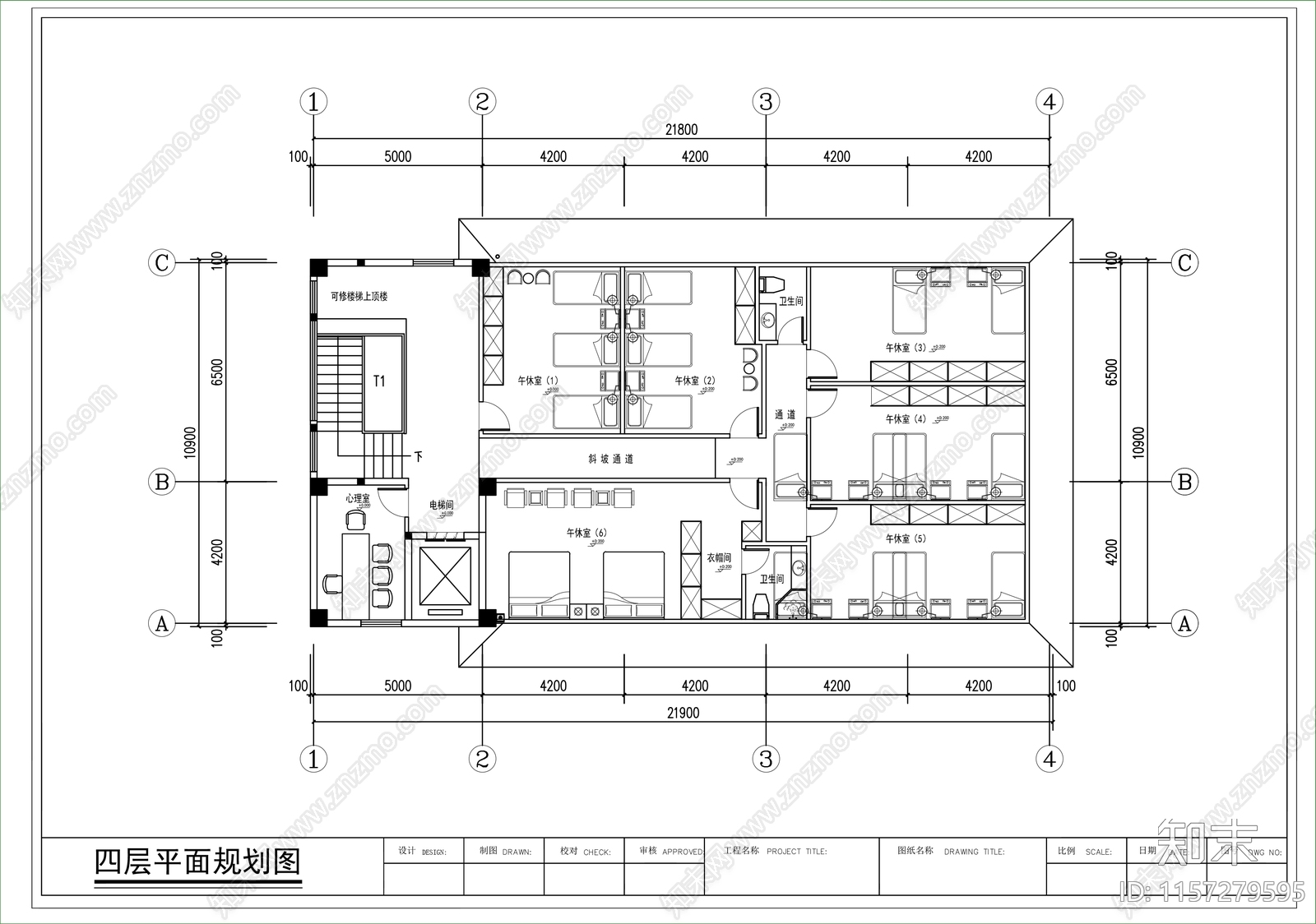 1500㎡五层老年活动中心平面布置图施工图下载【ID:1157279595】