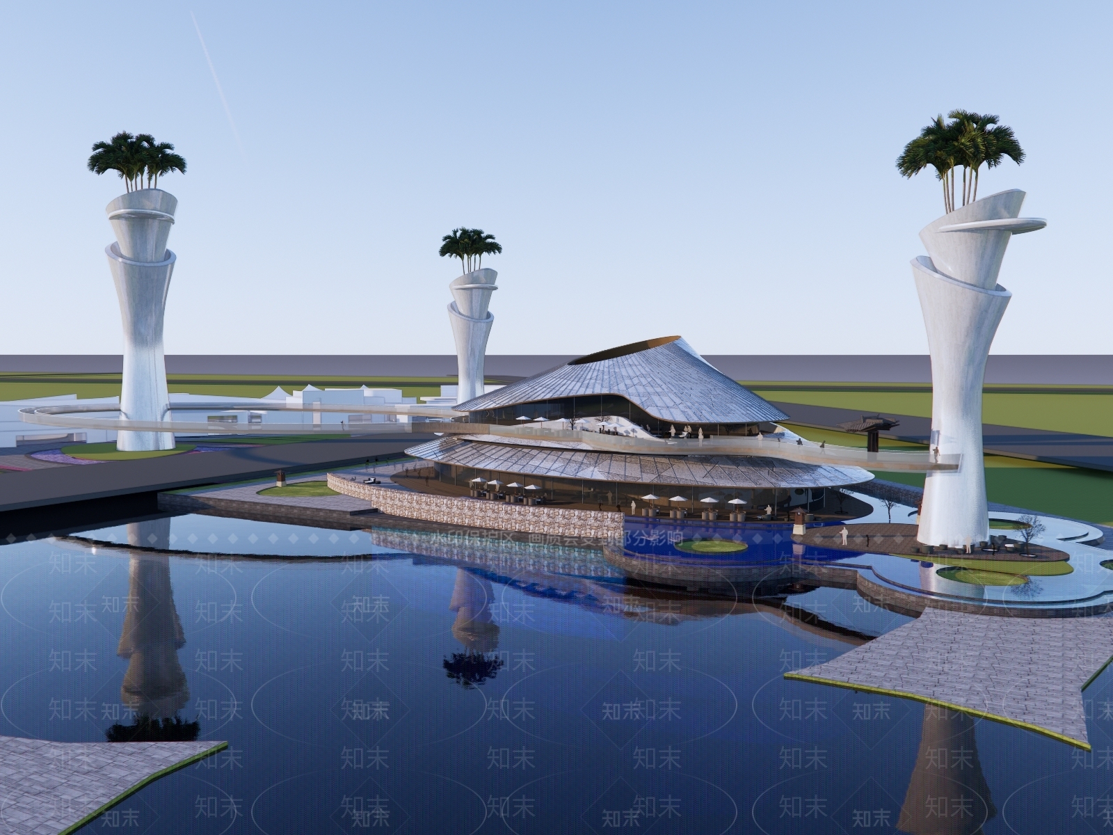 现代展览馆建筑SU模型下载【ID:1157280190】