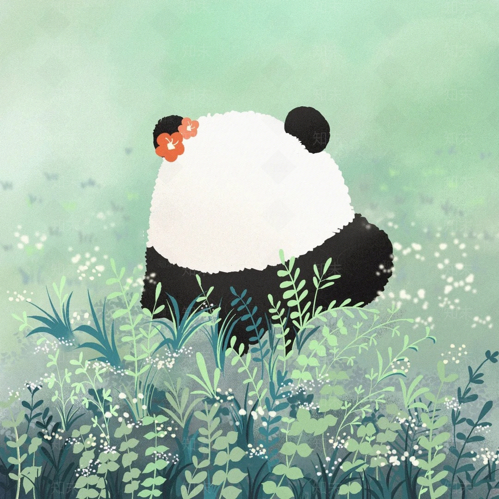 卡通动物熊猫壁纸贴图下载【ID:1157281501】