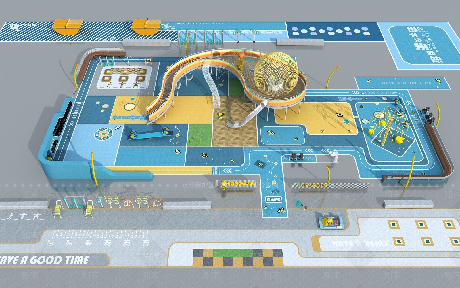 现代儿童乐园3D模型渲染效果图