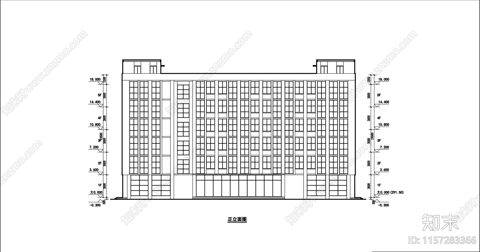 多层办公楼平立剖全cad施工图下载【ID:1157283366】