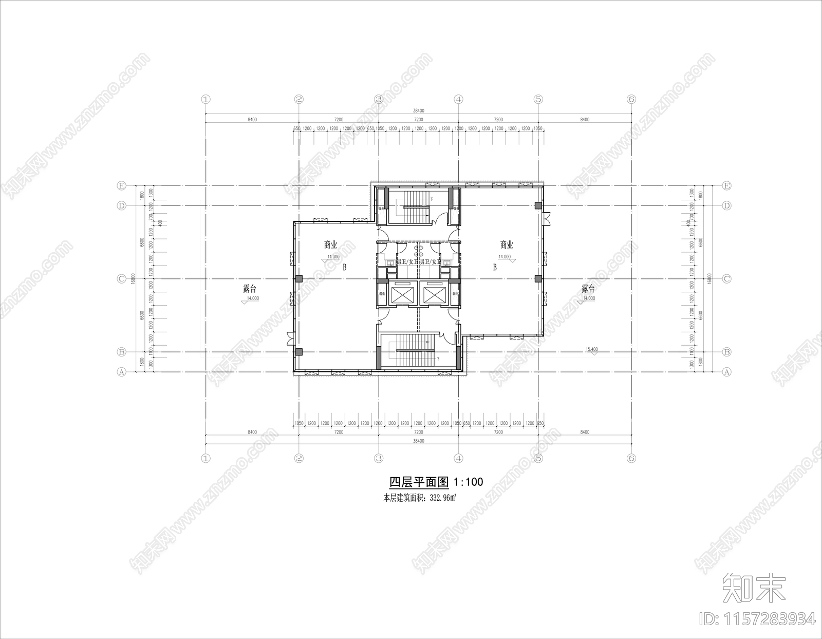 多层独栋商业cad施工图下载【ID:1157283934】