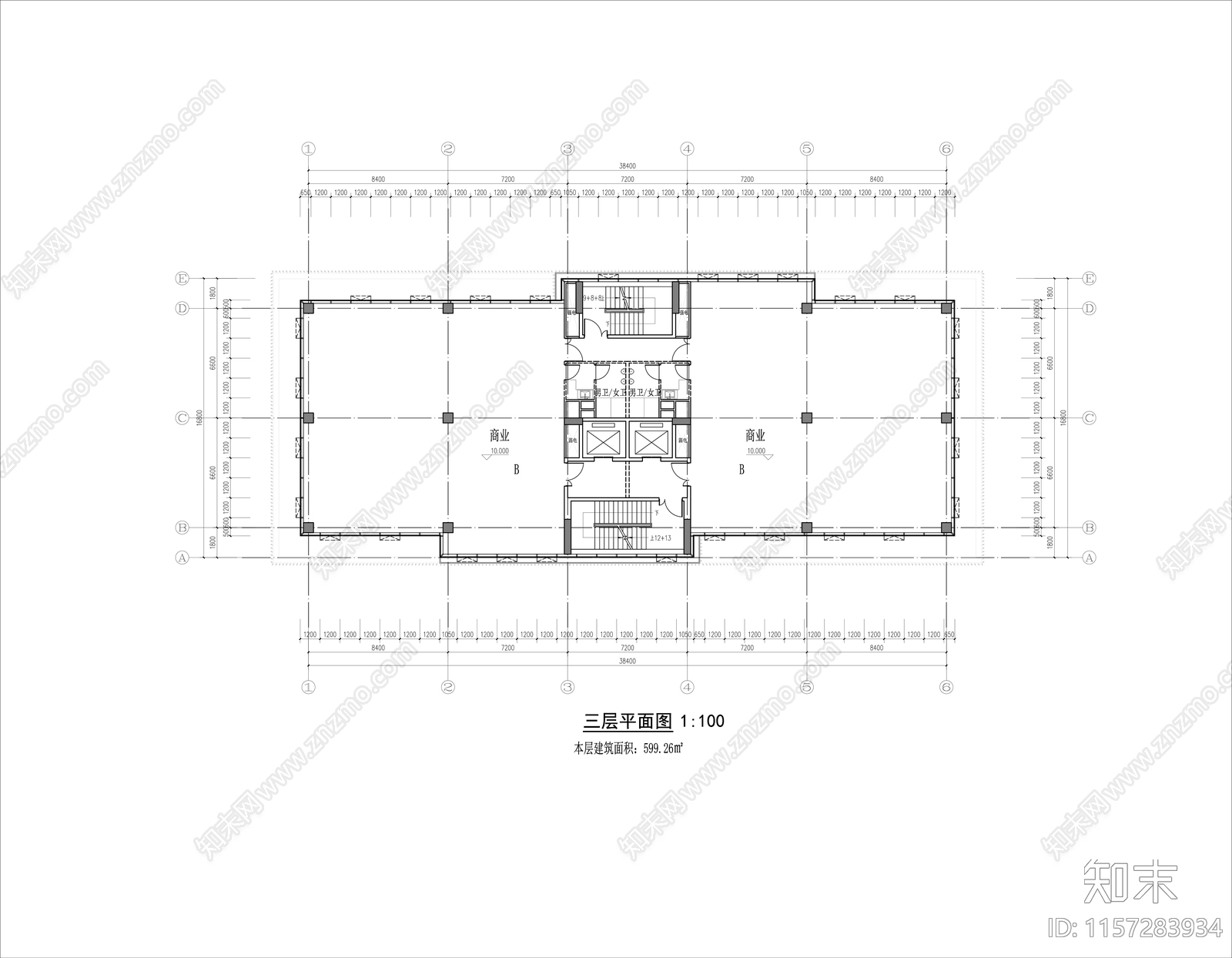 多层独栋商业cad施工图下载【ID:1157283934】