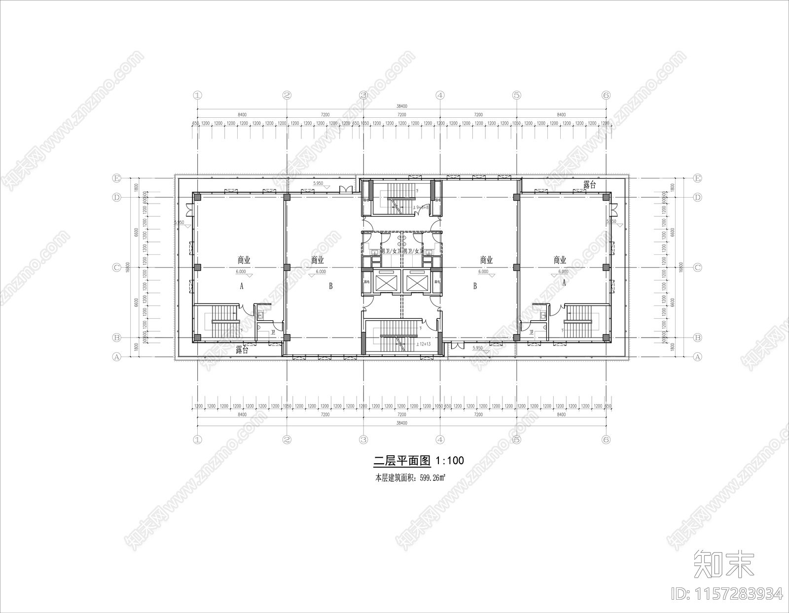 多层独栋商业cad施工图下载【ID:1157283934】