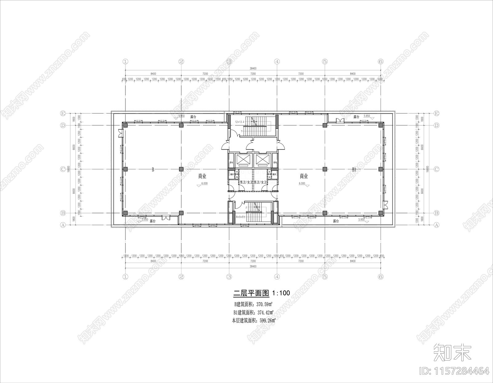 多层独栋商业cad施工图下载【ID:1157284464】