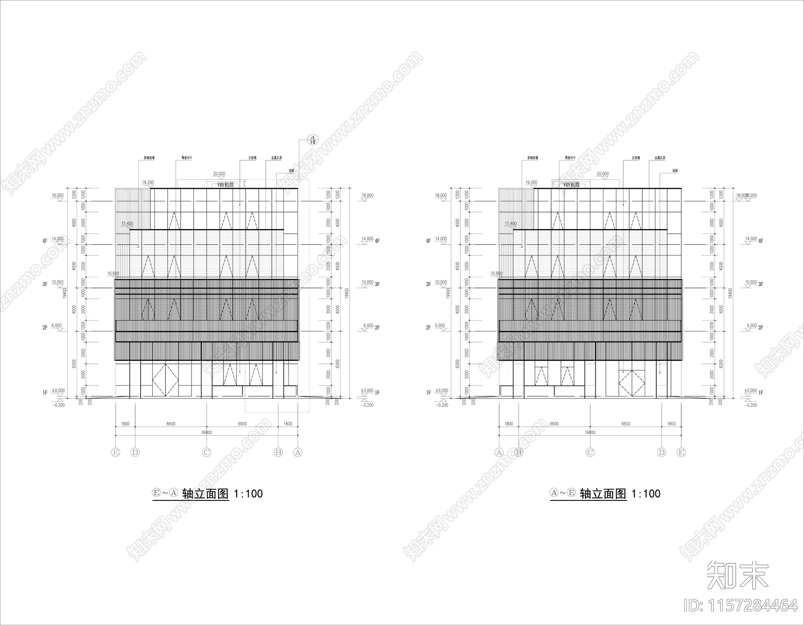 多层独栋商业cad施工图下载【ID:1157284464】