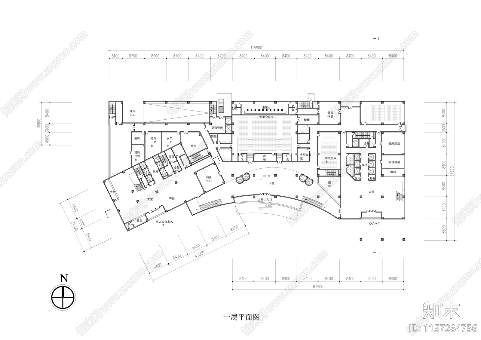 影视大厦平面图cad施工图下载【ID:1157284756】