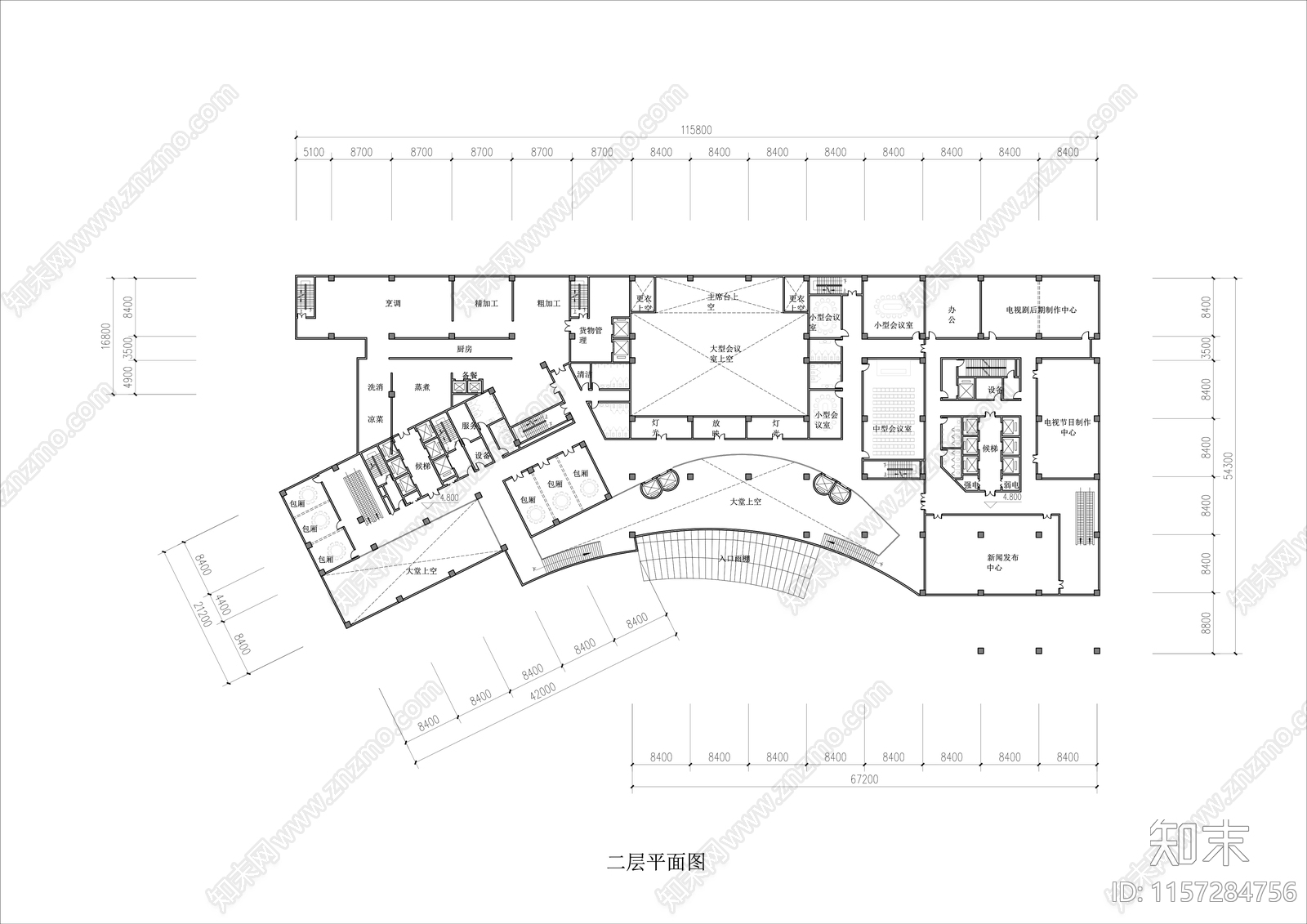 影视大厦平面图cad施工图下载【ID:1157284756】