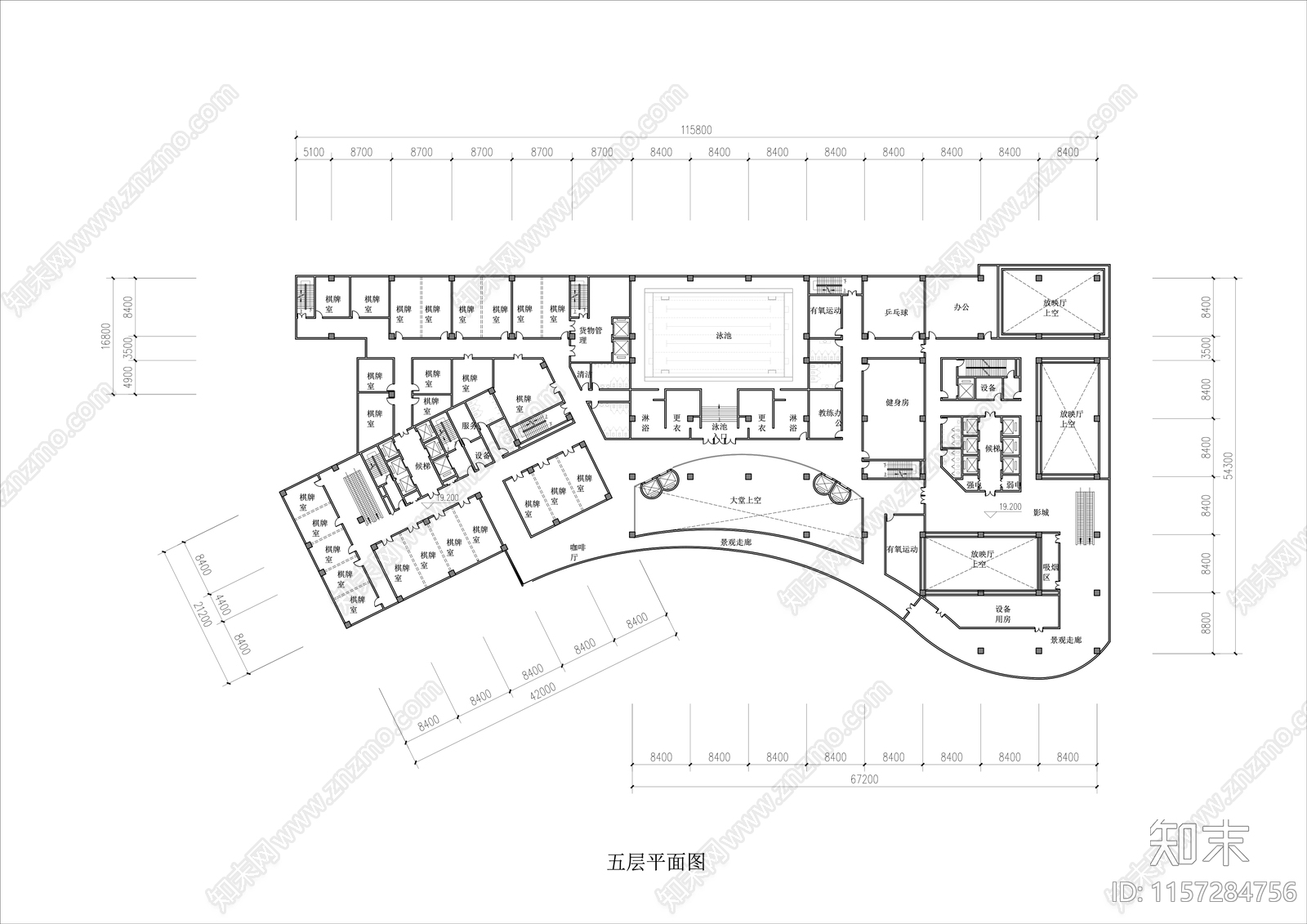 影视大厦平面图cad施工图下载【ID:1157284756】