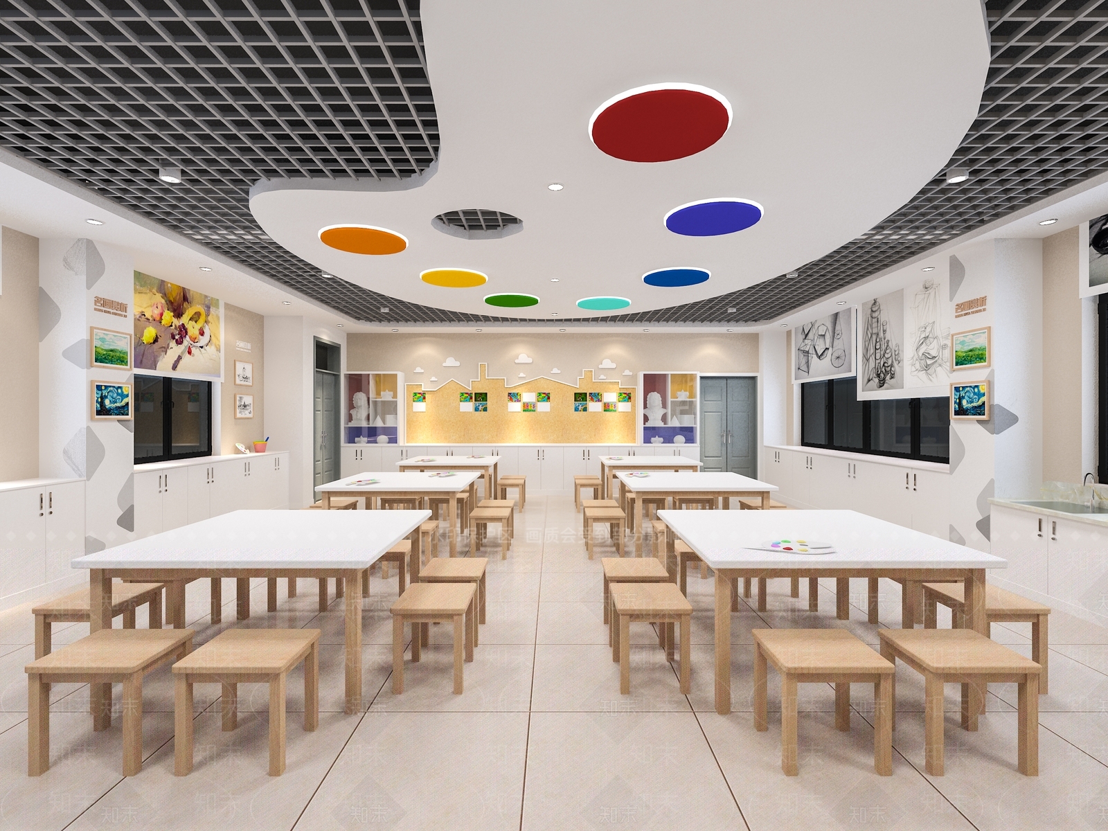 现代美术教室3D模型下载【ID:1157284814】