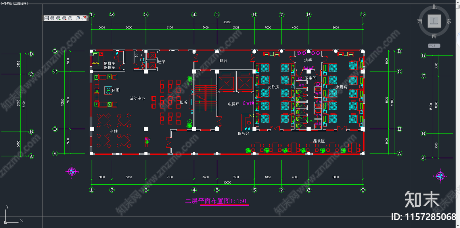 1200㎡接待会cad施工图下载【ID:1157285068】