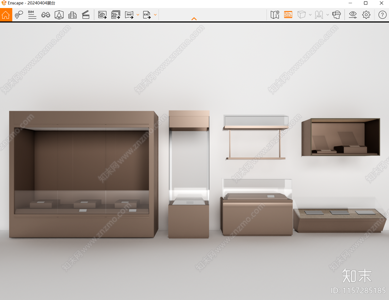 现代博物馆展柜SU模型下载【ID:1157285185】
