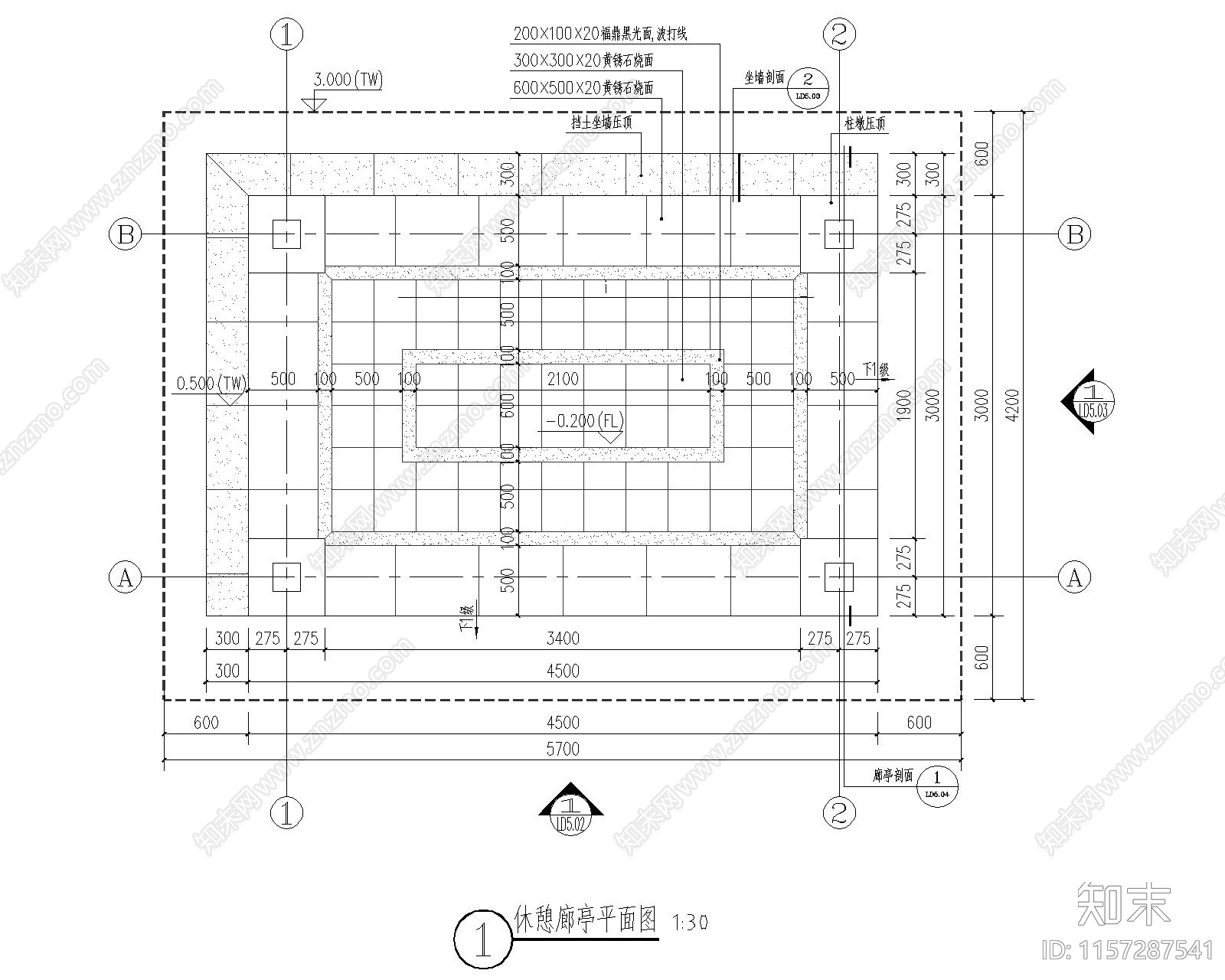 休憩廊亭做法cad施工图下载【ID:1157287541】