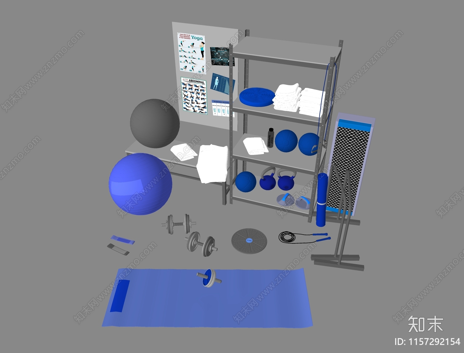 健身房体育设备器材SU模型下载【ID:1157292154】
